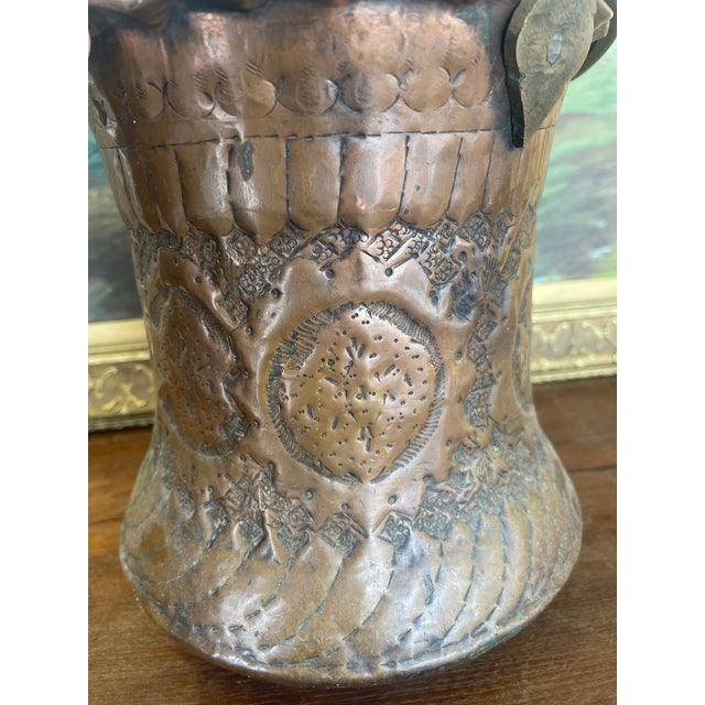 Copper Possibly 19th Century Hand-Hammered Copper and Brass Toned Ash Bucket With Repoussé and Pierced Decoration. For Sale - Image 8 of 10