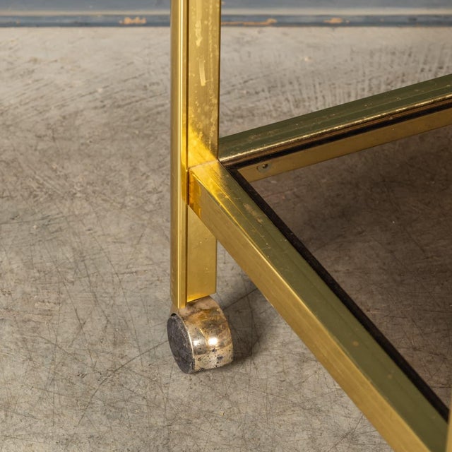 Vintage 20th Century French Gilt Brass Drinks Trolley attributed to Maison Jansen, 1970s For Sale - Image 16 of 18