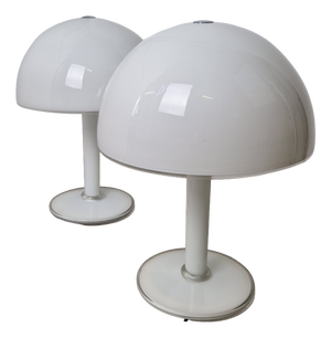 Large Table Lamps in Milk Glass and Transparent Glass with Adjustable Lampshade from Vistosi Murano, 1960s, Set of 2