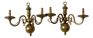 Dutch Brass Wall Sconces, 1930s, Set of 2