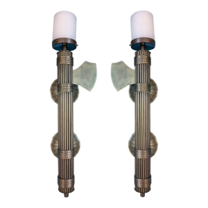 Pair of Mid 20th Century French Art Deco Torch Wall Candle Sconces
