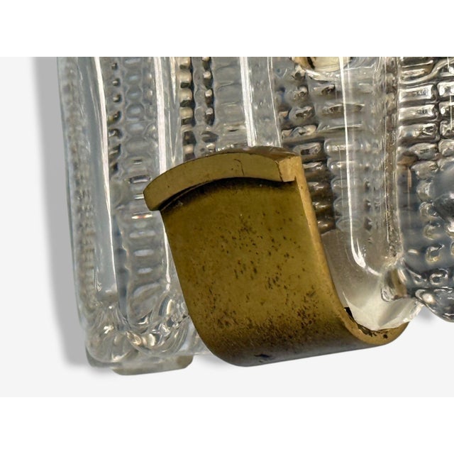 Carl Fagerlund, Textured Glass, Brass, Large Wall Sconce, Sweden, 1940s For Sale - Image 9 of 9