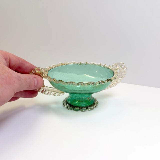 Venetian Style Murano Glass Tazza with Gold Inclusions, Italy, 1950s For Sale - Image 6 of 10