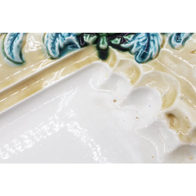 Circa 1900 French Majolica Asparagus Serving Tray With Drainer & Sauce Boat For Sale - Image 9 of 11