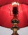 Gold Table Lamp in Gilded Wood with Carvings and Red Lampshade, 1940 For Sale - Image 8 of 10