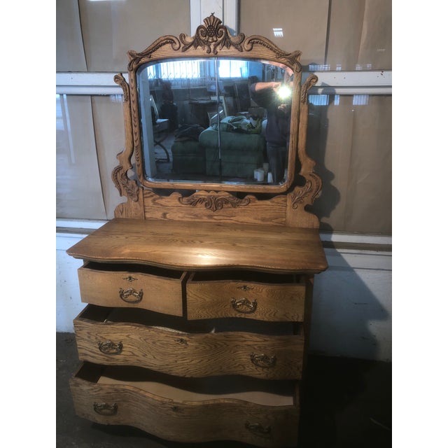 Antique American Oak Dresser With Mirror Chairish