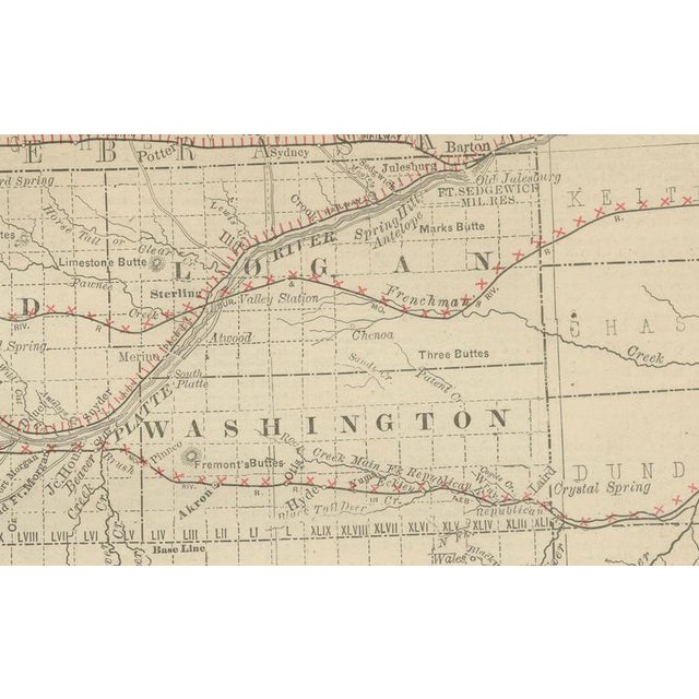 Colorado Map of The Centennial States Railroads with Mines and Counties, 1888 For Sale - Image 3 of 12