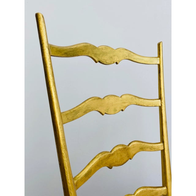 Gold 1940s Vintage Italian Gilded Chair with Sheepskin For Sale - Image 8 of 13