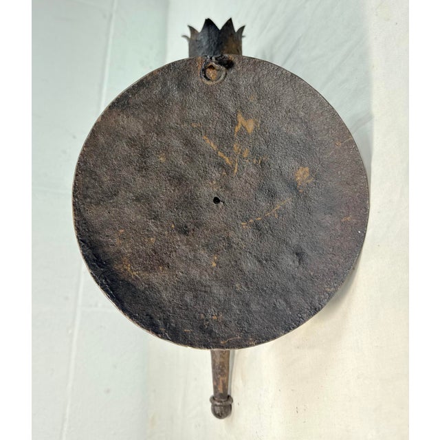 Antique Gothic 19th Century Hand Wrought Iron Wall Mount Candle Sconce Fixture For Sale - Image 9 of 10