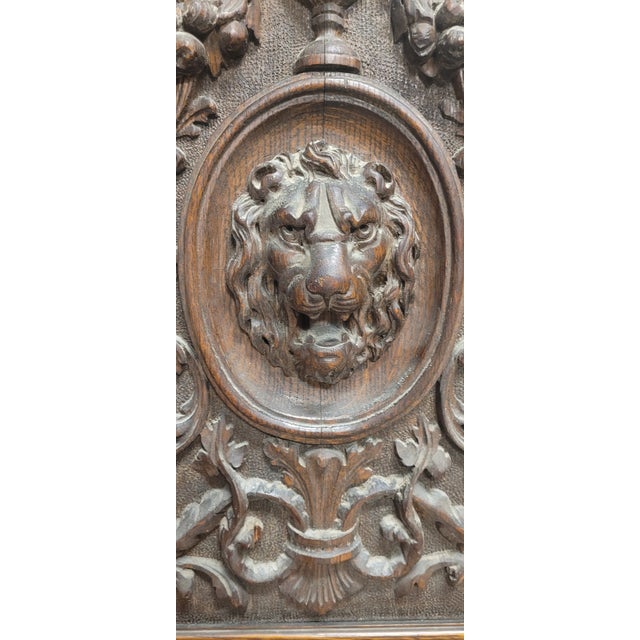 Late 19th Century Pair Antique Ornately Carved Lion Panels For Sale - Image 5 of 13