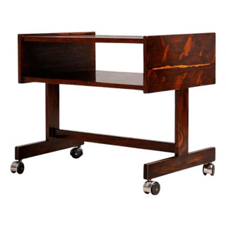 Console on Wheels in Rosewood & Chrome Wheels, Sergio Rodrigues, 1960s For Sale