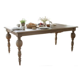 Turned Leg 80" Solid Wood Dining Table - Seats 8 For Sale