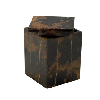 Black & Gold Marble Canister For Sale