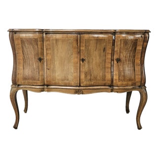 Small Baroque-Style Walnut Sideboard with Four Doors, 1960 For Sale