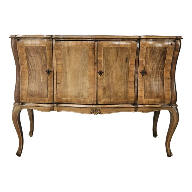 Small Baroque-Style Walnut Sideboard with Four Doors, 1960 For Sale