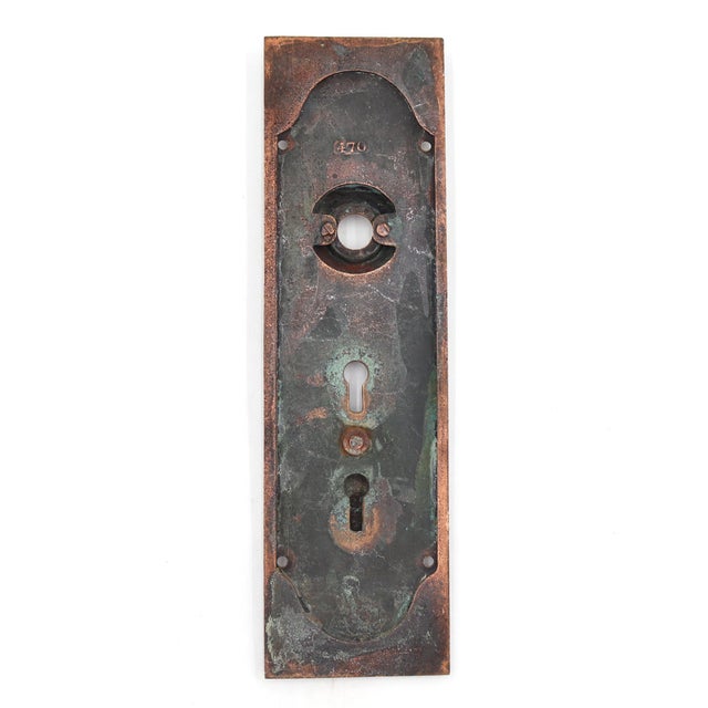 Vintage Bronze Radial Fluted Double Keyhole Door Knob Set For Sale - Image 4 of 6