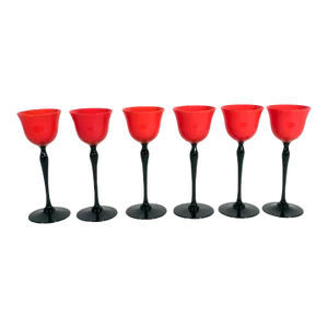 Bohemian Art Deco Tango Set of Six Glasses, Loetz or Harrach