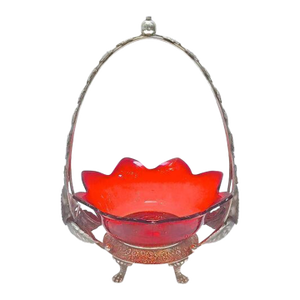 Antique Silver & Glass Sweetmeat Serving Caddy