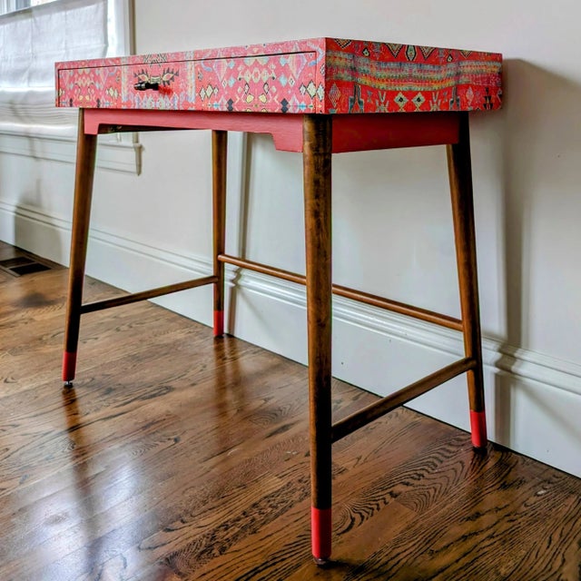 Late 20th Century Boho Mid-Century Kilim Rug Desk For Sale - Image 5 of 8