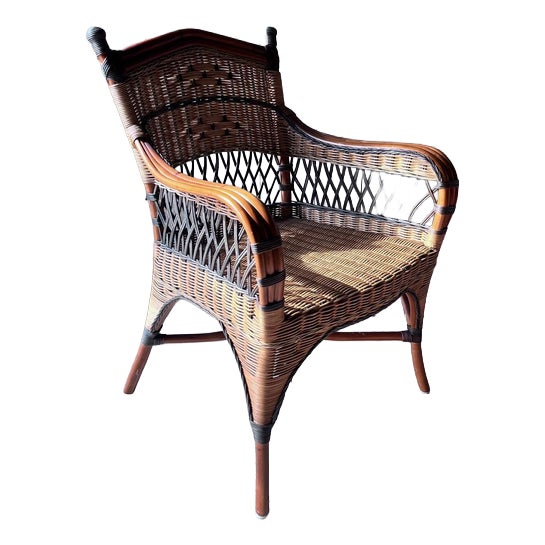 Vintage Wicker Bedroom Armchair For Sale
