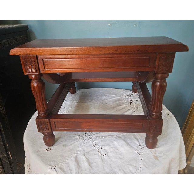 Chippendale Carved Mahogany Bed Library Step For Sale - Image 3 of 11