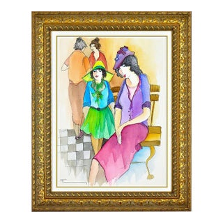 Late 20th Century Sidewalk Cafe, Itzchak Tarkay For Sale