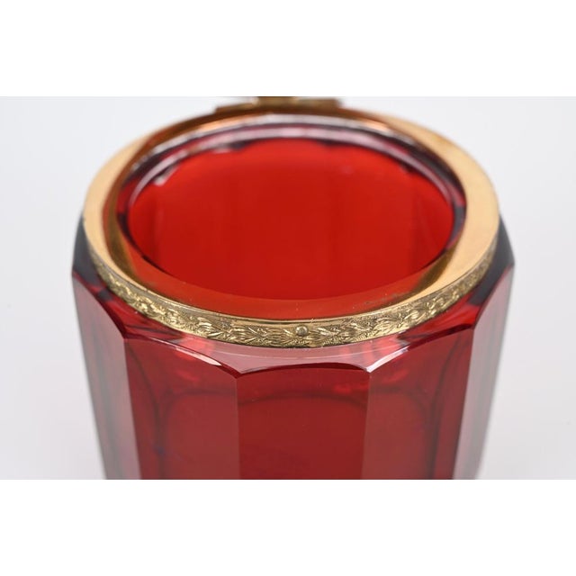 Ruby Red and Gilt Silver Faceted Murano Glass Jewelry Box, Italy, 1920s For Sale - Image 11 of 14
