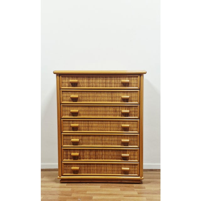 Vintage Chest of Drawers in Bamboo and Woven Wicker, 1970s For Sale - Image 13 of 13