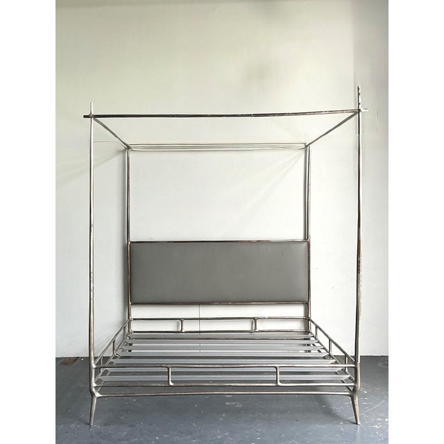 Silver Vintage Metal King Canopy Bed Frame For Sale - Image 8 of 12