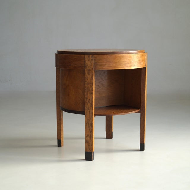 Wood Dutch Art Deco Oak Accent Table with Storage, 1920s For Sale - Image 7 of 18
