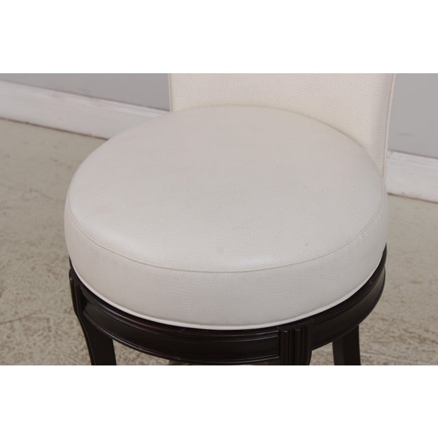 Set of 4 White Leather Revolving Seat Bar Stools For Sale - Image 11 of 17
