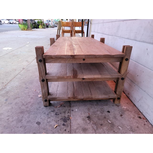 1990s Arhaus Rustic Modern Teak Wood Coffee Table For Sale - Image 10 of 18