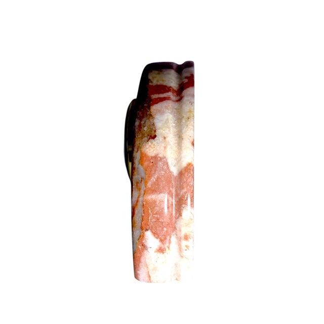 Art Deco Staiger Quartz West Germany Mantel Clock Half-Moon Pink Marble Base For Sale - Image 9 of 9