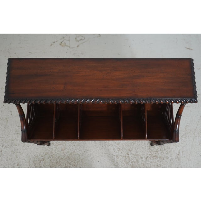 Wood Maitland Smith Mahogany Faux Bamboo Book Trough Magazine Rack For Sale - Image 7 of 15