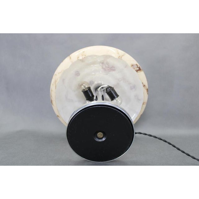 Czechoslovak Art Deco Chrome and Marbled Glass Table Lamp, 1930s For Sale - Image 10 of 14