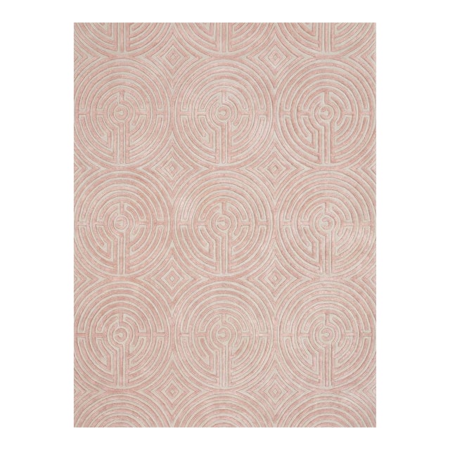 Lucca Hand-Tufted Maze Rug, Peony Pink, 8x10 For Sale