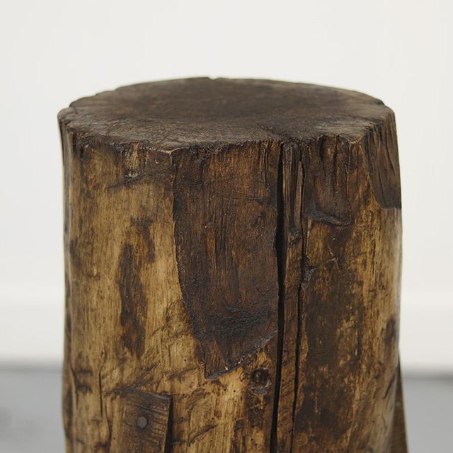 1920s Primitive Wabi Sabi Rustic Farmhouse Chopping Block / Side Table For Sale - Image 5 of 12