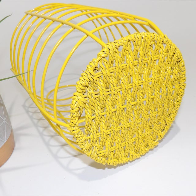 20th Century Abstract Yellow Metal Basket Chairish