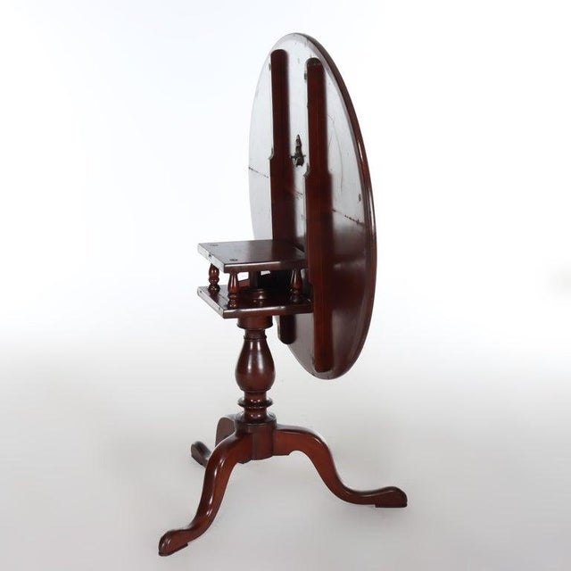 Queen Anne Antique Queen Anne Federal Mahogany Tilt Top Table With Bird Cage C1880 For Sale - Image 3 of 11