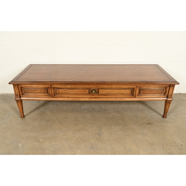 Mid-Century Modern Thomasville French Regency Louis XVI Carved Pecan Wood Coffee Table or Cocktail Table, Circa 1960s For Sale - Image 3 of 17
