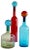 Large Mid-Century Modern Style Red, Blue and Green Murano Glass Bottles, Set of 3 For Sale
