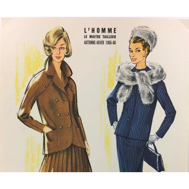 Vintage French Sketch of Autumn-Winter Season Fashion For Sale - Image 4 of 5
