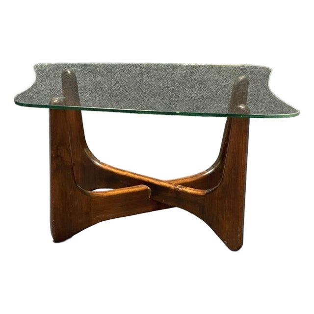 Mid Century Modern Walnut/Glass End Table in Manner of Adrian Pearsall For Sale