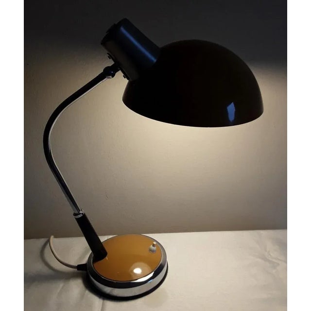 Desk Lamp with Chrome-Plated Metal Parts on Black Plastic Base with Metal Shade, 1980s For Sale - Image 4 of 5