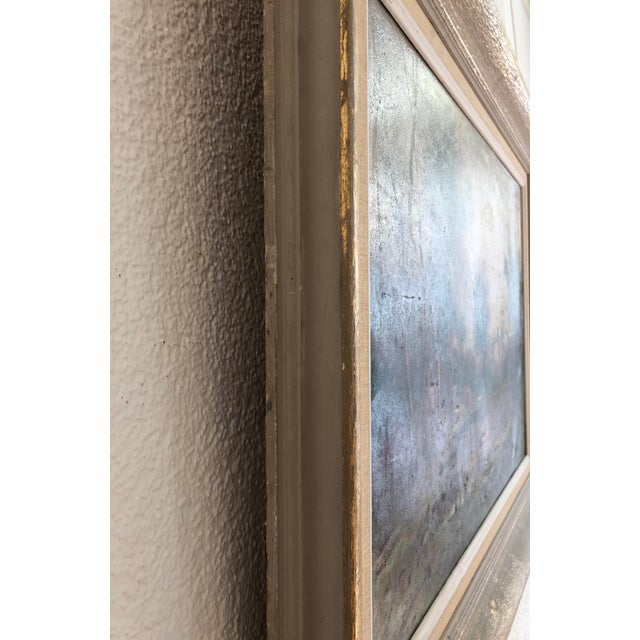 Ziveri, Couple en balade au bord de l'étang avec chien et cygnes, Oil on Canvas, Framed For Sale - Image 10 of 12