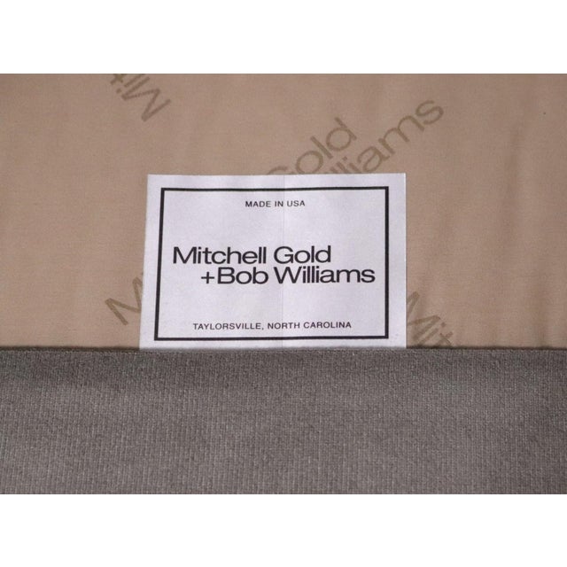 Pair of Mitchell Gold + Bob Williams Avery Velvet and Stainless Steel Barrel Chairs - Postmodern Hollywood Regency Lounge Seating For Sale - Image 13 of 17