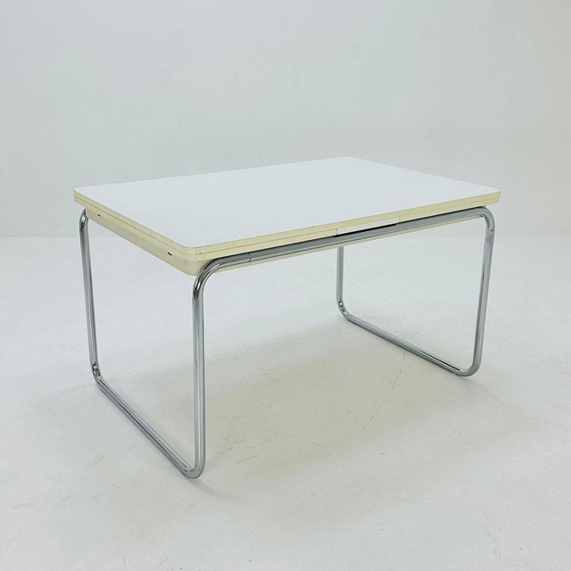 Mid-Century Bauhaus Dining Table in Tubular Chrome and Wood, 1980s For Sale - Image 11 of 11