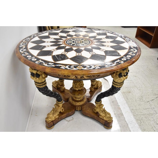 Ornate Pietra Dura Center Table With Dolphin Base For Sale In New York - Image 6 of 8