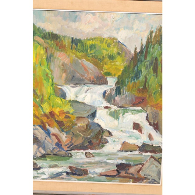 Mid 20th Century Swedish Framed Cascading Waterfall Painting For Sale - Image 13 of 14