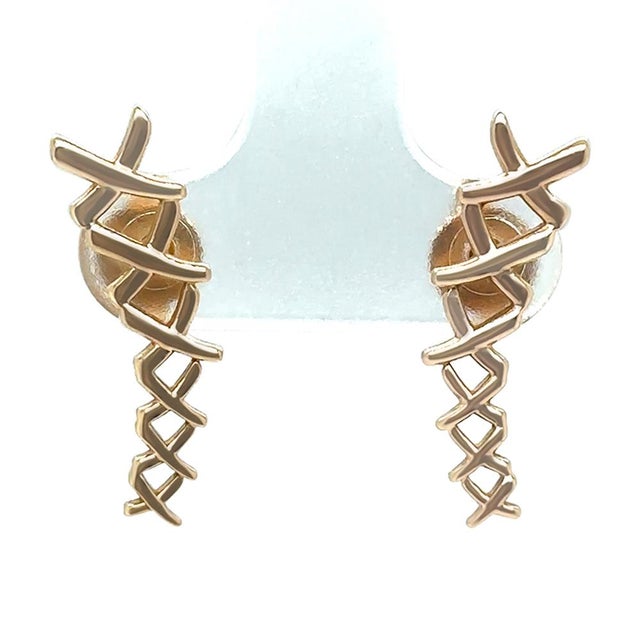 A rare pair of Tiffany & Co. Paloma Picasso Graffiti earrings crafted in 18ct rose gold, showcasing the bold and...